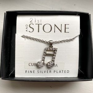 Music Note Necklace (Fine Silver Plated)